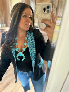 Black Turquoise Tooled Blazer