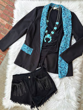 Load image into Gallery viewer, Black Turquoise Tooled Blazer