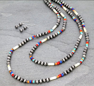 Western Beaded Double Strand Necklace