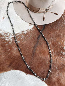 48” Silver Navajo Style Pearl Necklace