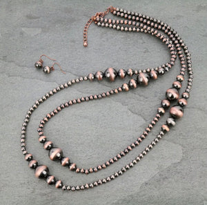 Copper Navajo Style Pearl Double Necklace