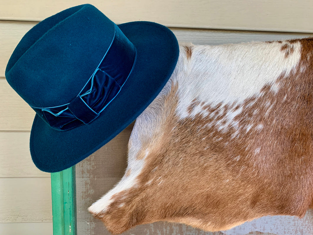 Teal Wool Felt Panama Hat