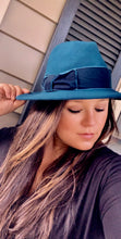 Load image into Gallery viewer, Teal Wool Felt Panama Hat