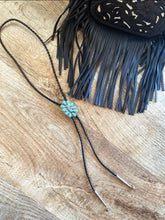 Load image into Gallery viewer, Turquoise Oval Black Bolo Necklace