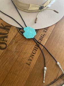 Turquoise Slab Brown Bolo Necklace