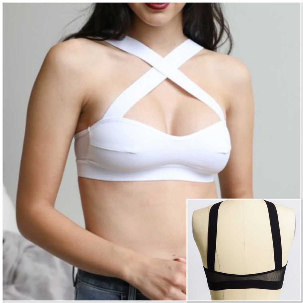 X Cross Bralette - White