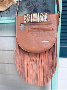 Aztec Flap Leather Fringe Crossbody