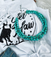 Load image into Gallery viewer, Turquoise Beaded Tristrand Necklace